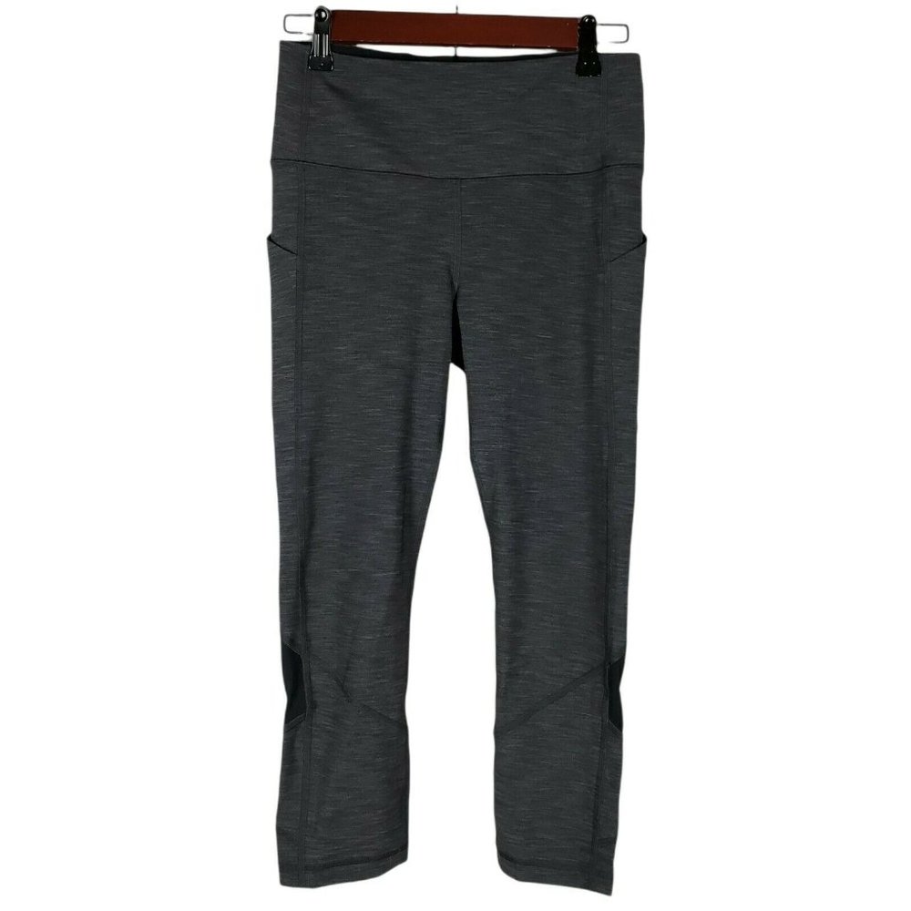 Lululemon Womens Size 6 Pace Rival Crop Leggings 22” LW6BEIS HBLK Side Pockets